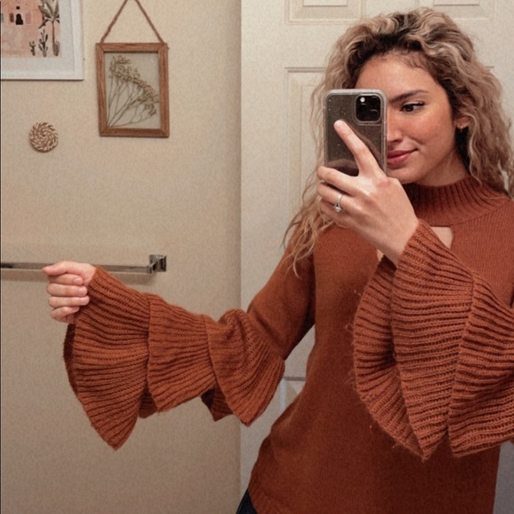 SOLD Rust Ruffle Sweater - Picture 2 of 3